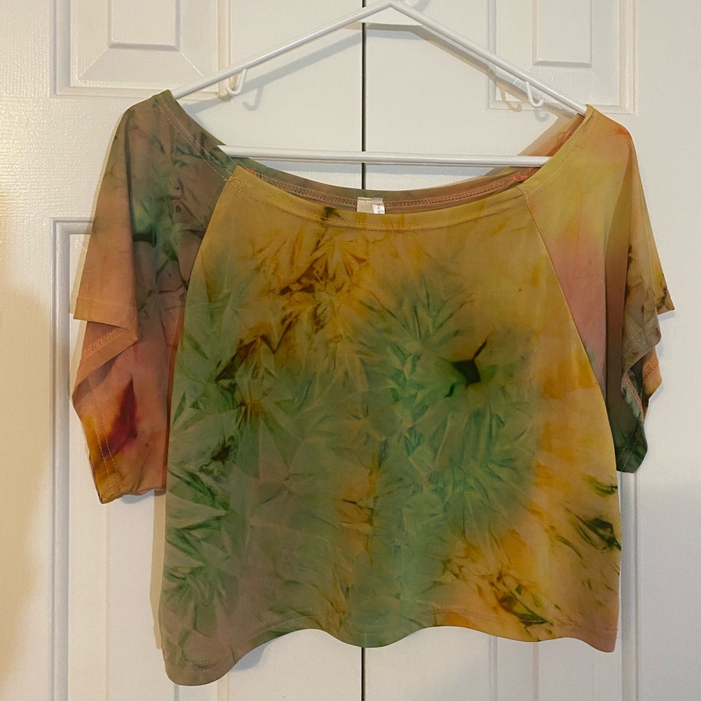 Multi-Color, Tie-Dye Crop-Top | M | Orange, Yellow, Green, Pink